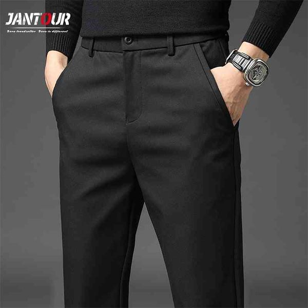 Бренд мужские повседневные брюки высокого качества бизнес классика прямая мода черный синий серый рабочие брюки мужского большого размера 28-38 210714