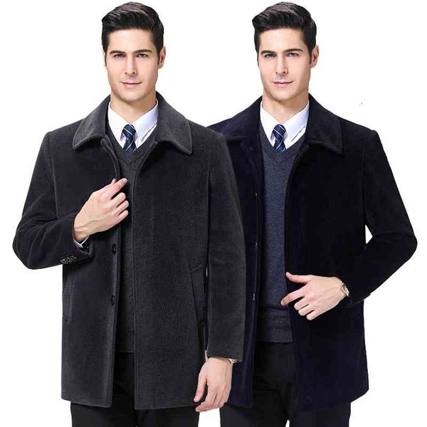 

men's wool & blends woolen jackets lapel wool coat casual for men parka faux velvet 4xl large size g3rl, Black