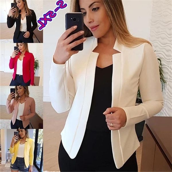 

women's suits & blazers autumn and winter 2021 solid color leisure professional blazer jacket women's wear, White;black