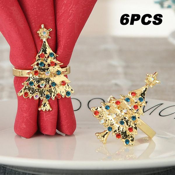 

napkin rings 6pcs/set nordic diamond-studded christmas tree buckle el tablepaper towel decoration ring home tableware decor