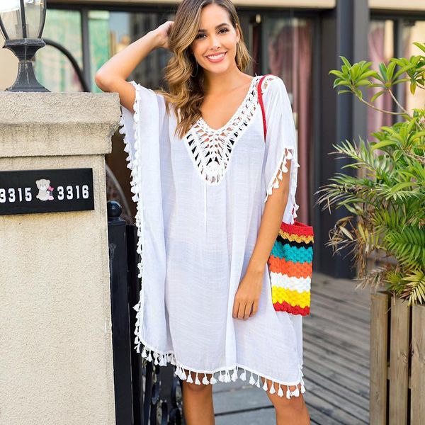 

swimsuit beach dresses and tunic bathing suit cover ups capes swimwear pareo women up plus size sun maio feminino praia women's, White;black