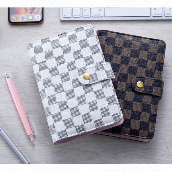 

leather designed checkerboard pattern business a6 a5 6 ring binder journal diary planner notebooks school stationery notepads, Purple;pink
