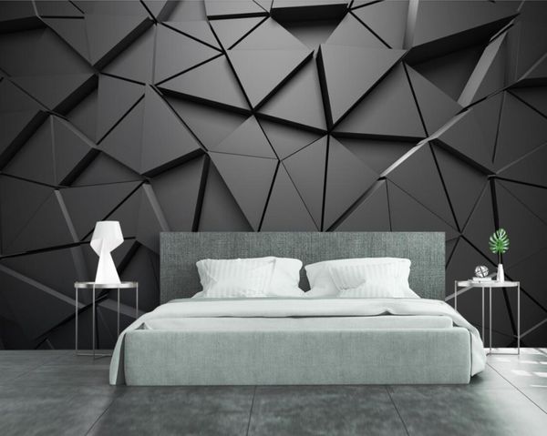 

papel de parede custom wallpaper fashion 3d p mural stereo geometric abstract gray triangles background wallpaper