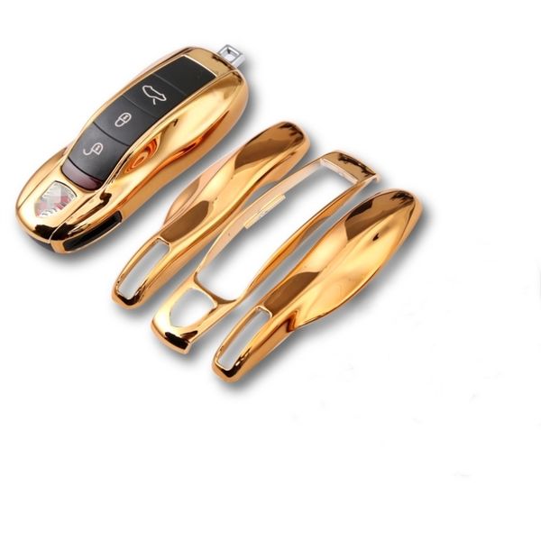 Spiegel Gold Auto Schlüsselanhänger Fernbedienung Fall Abdeckung Schlüssel Shell ersetzen für 911 Carrera Panamera Boxster Cayman Cayenne Macan