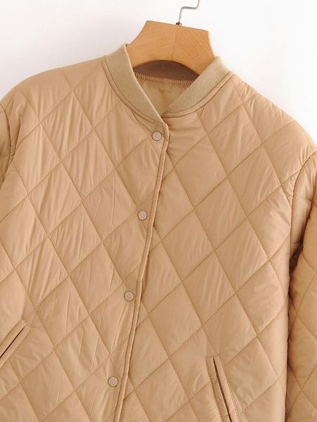 

women's down & parkas khaki plaid casual spring autumn solid fashion women loose thin cotton padded jackets coats female oversize xzv8, Black