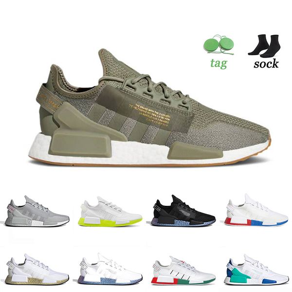 

wholeslae 2021 nmd r1 v2 running sports shoes legacy green bright volt mexico city red blue white speckled paris dazzle camo trainers sneake, White;red