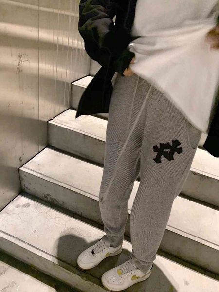 

crosin casual women's autumn winter 2020 new cross leather stitching embroidery loose and thin leggings knitted radis, White;black