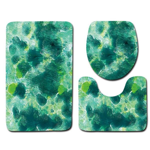 

bath mats 3pcs mat set decoration green painted pattern bathroom rug anti slip toilet products