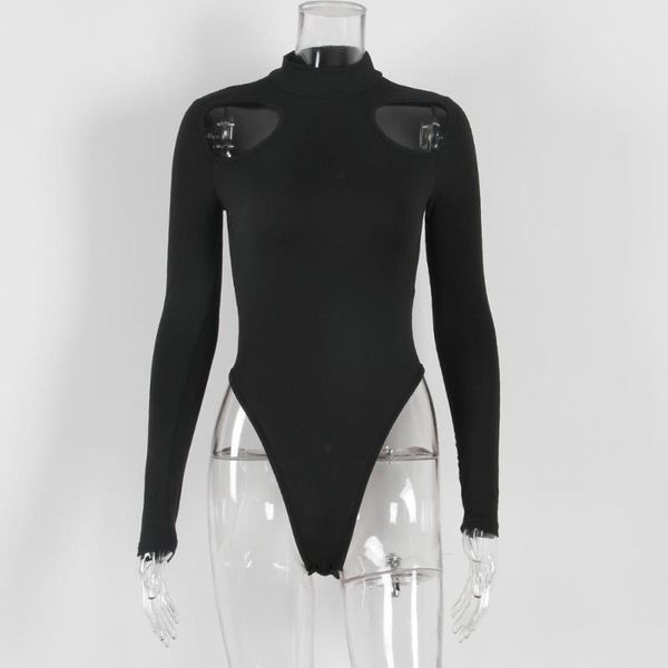 

women's jumpsuits & rompers xllais black tight bodycon slim jumpsuit women long sleeve stretchy party ladies cute streetwear soft bodys, Black;white