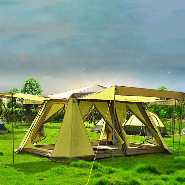 

5-8 people use automatic two rooms tents outdoor camping aluminum alloy rainproof anti-uv large tienda de campaÃ±a and shelters
