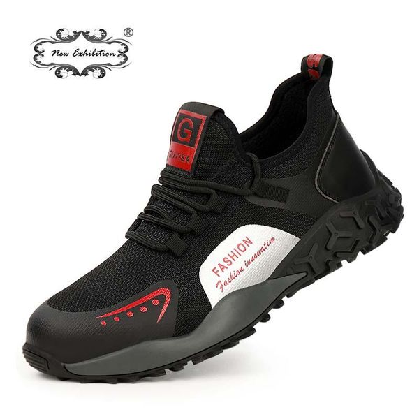 

boots exhibition fashion men's shoes summer outdoor lightweight anti-smashing puncture steel toe cap safety protection work, Black