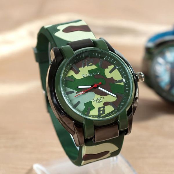 

wristwatches 2021 men sports watches fashion camouflage military green silicone quartz wriswatches unspecial offer student gift, Slivery;brown