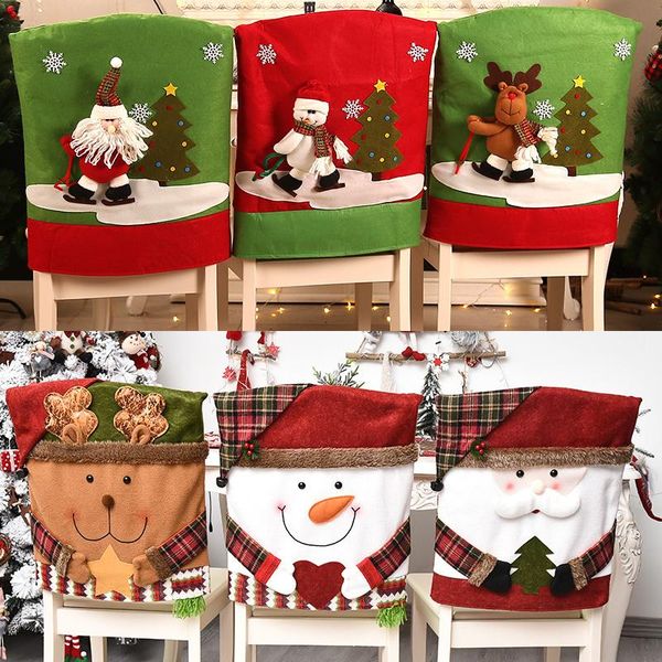 

chair covers year christmas santa claus back cover elk snowman home decor party dining dinner decoration