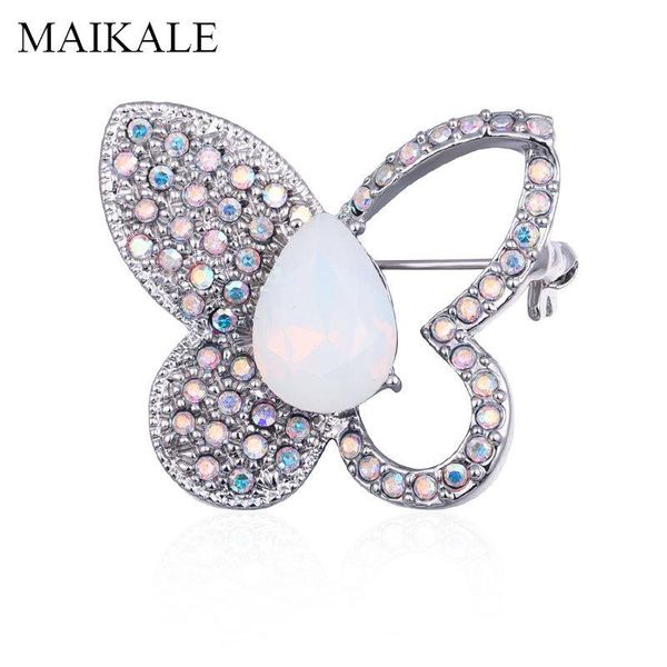 

pins, brooches maikale vintage crystal butterfly brooch pins half hollow shape heart rhinestone insect for women girls gifts, Gray