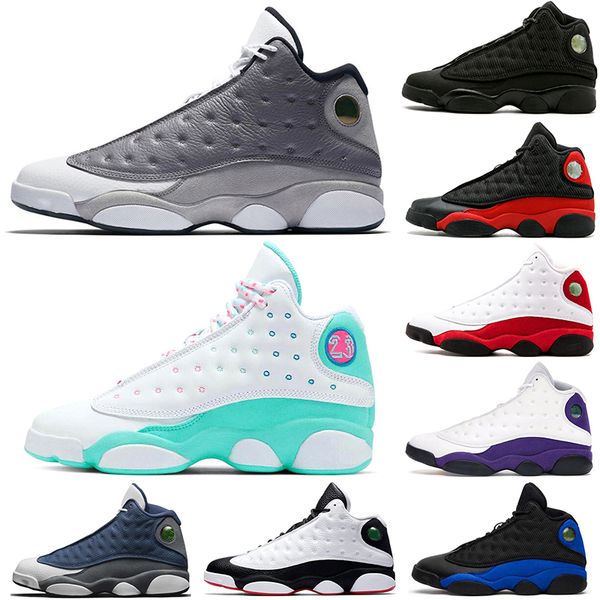 

original 13s basketball shoes men 13 atmosphere grey aurora green black cat bred chicago court purple flint playground hyper royal sneakers, White;red