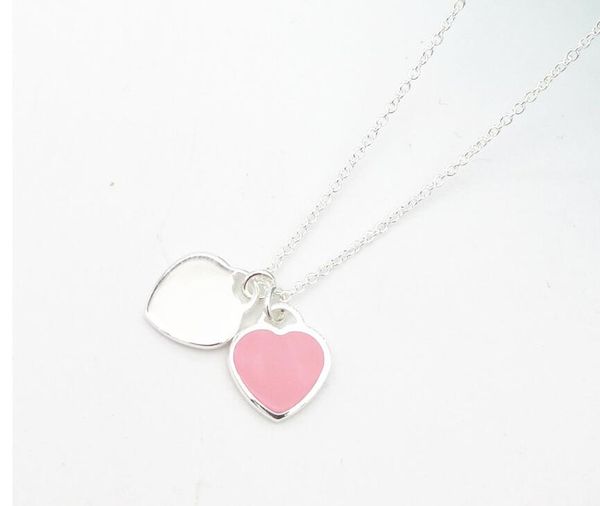 

2021 100% 925 sterling silver jewelry gift kid tif necklace pendant heart bead chain rose for women fashion jewelry gift, Red;brown
