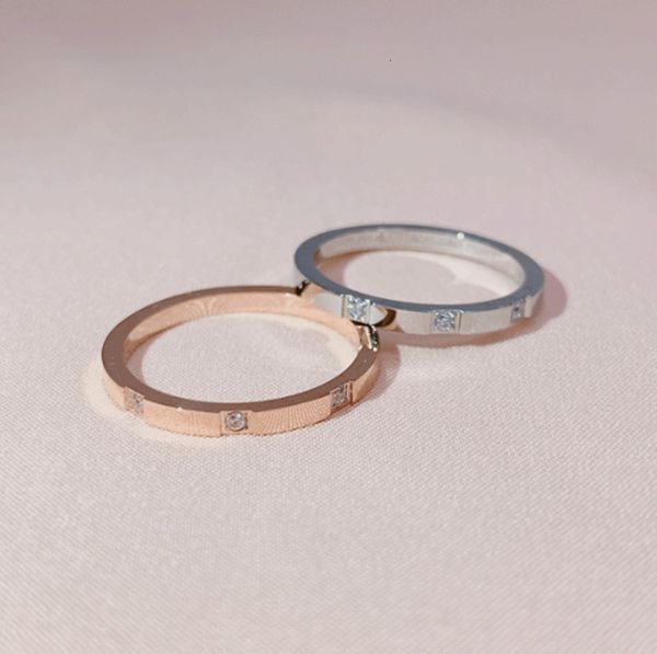 

korean version simple three diamond thin steel elegant temperament color gold jewelry tail ring female, Silver