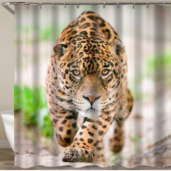 

shower curtain,leopard cheetah wild animal,polyester fabric waterproof bath curtains hooks included - 72 x 72 inches
