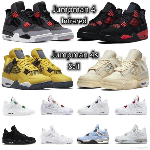

jorda n jumpman 4 4s mens women basketball shoes infrared red thunder sail black cat gum lightning wild things university blue shimmer cool