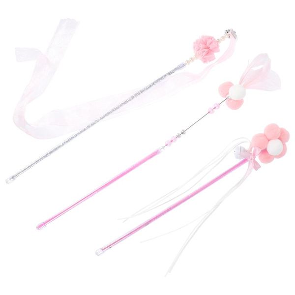 

cat toys 3pcs playing rods interactive kitten teaser stick