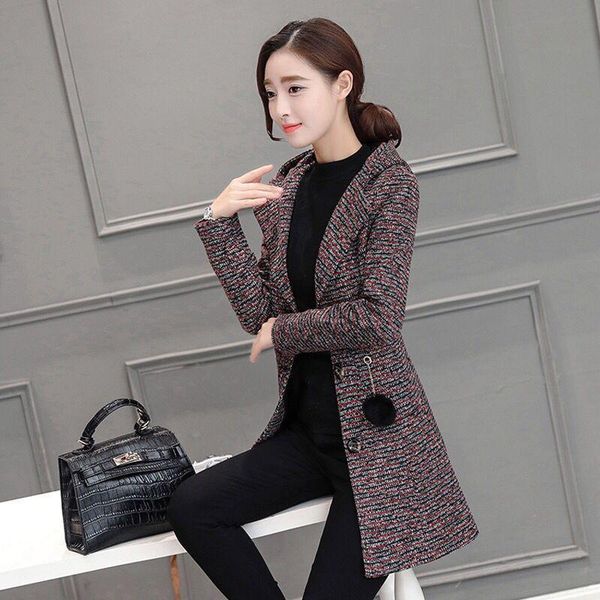

women's wool & blends autumn woolen coat single-breasted hooded mid-length fashion trendy female slim nizi, Black
