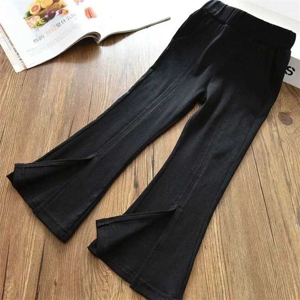 

kids pants girls' solid color boot cut pant all-match leggings cotton children's spring and summer 3-12years 220105, Blue