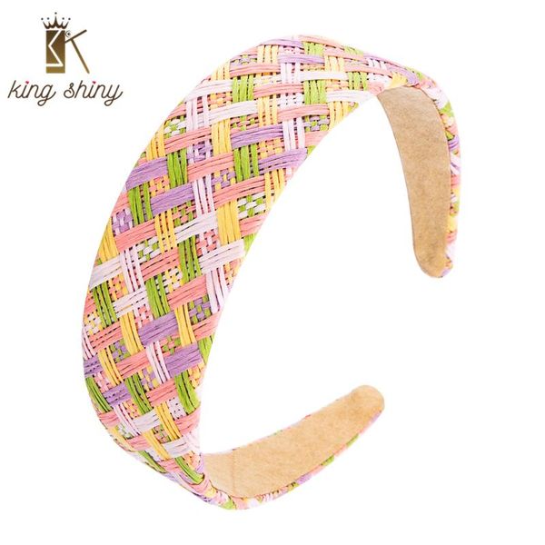 

hair clips & barrettes king shiny 2021 summer lafite headband for woman temperament hand made wide-brimmed straw weaving hairband girls beac, Golden;silver