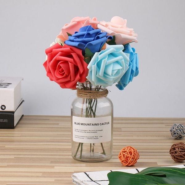 

artificial foam roses with stem for diy wedding decoration fake flowers home garden floral decor bouquet wrist decorative & wreaths