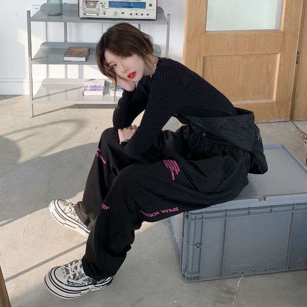 

skirts black letter print sweat pants women summer thin draw beam woman loose hip hop casual trousers female joggers sweatpants nn