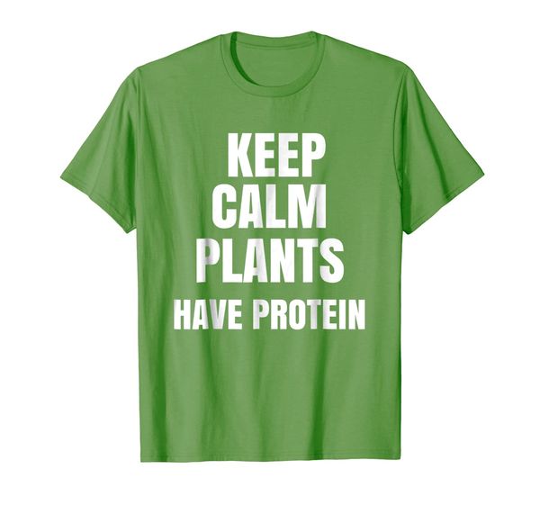 

keep calm plants have protein | vegan vegetarian t-shirt, White;black