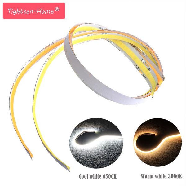 

strips bendable flexible 12v 24v cob led strip 0.5m soft bar lights fob lamp for decoration diy lighting white warm color