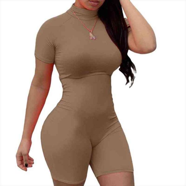 

turtleneck neck skinny solid color bodysuits romper women fall half sleeve bodycon slim playsuit romper female, Black;white