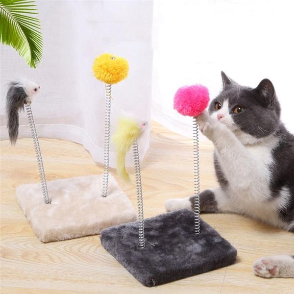 

cat toys 1 pcs fun spring toy interactive plush pom teasing playing kitten mouse scratching pet training dorakitten