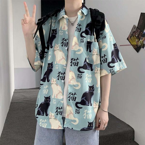 

men's casual shirts shirtfloral youth korean slim fit shirt short sleeve hawaiian chinese style casual loose 0sew, White;black