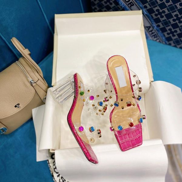 

dress shoes genuine leather serpentine spring summer sandals style crystal slippers super high heel 10cm rhinestone womens red, Black