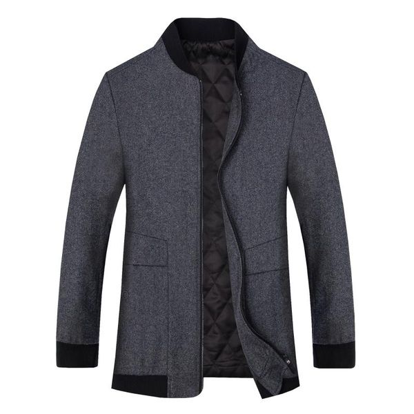 

men's jackets 2021 woolen jacket stand collar short loose casual, Black;brown