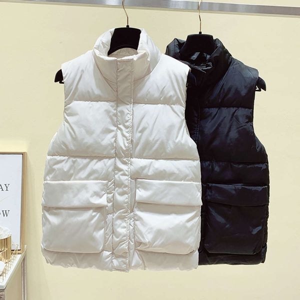 

autumn winter cotton vest women's short loose net infrared jacket, White