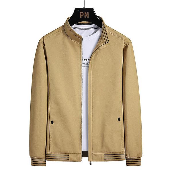 

men's jackets mens jacket fashion casual solid color coats 2021 autumn slim fit stand collar outerwear male windbreaker khaki, Black;brown