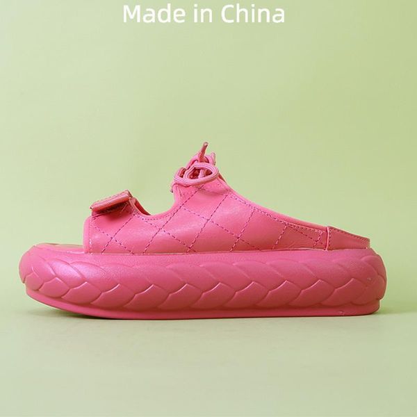 

slippers summer weaving platform thick heel women wedges height increasing solid ladies slides outdoor beach sandals female 2021, Black