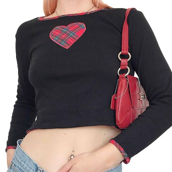 

women's t-shirt 2021 autumn tie dye heart print crop t shirt long sleeve casual tee womens fashion harajuku purple ladies, White
