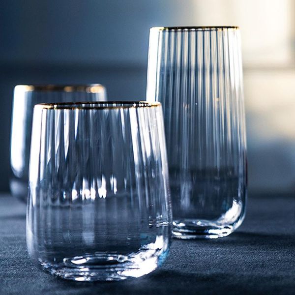 

wine glasses glass cup large coffee tea luxury drinking tumbler crystal gold rim whisky home bar drinkware