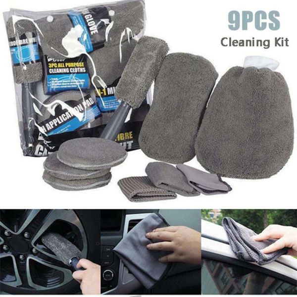 

one set of car wash cleaning kit microfiber detailing washing tools towel