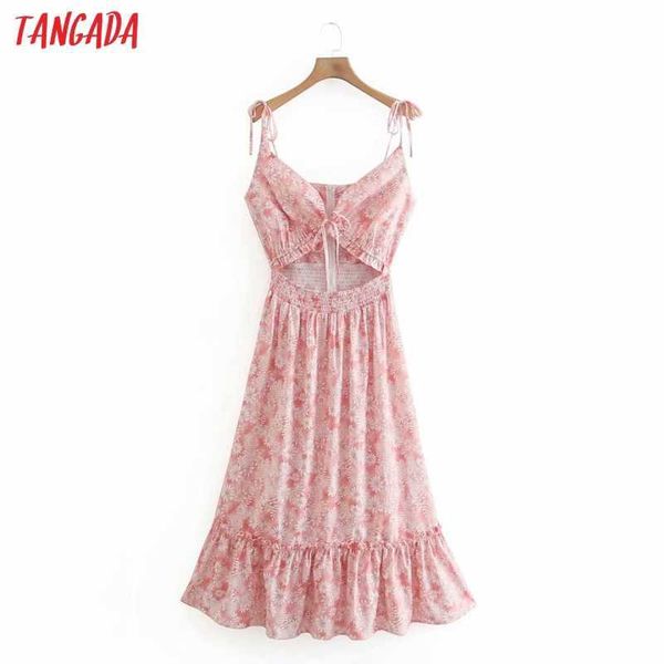 

tangada women flower print summer beach dress strap adjust sleeveless fashion lady sundress xn252 210609, Black;gray