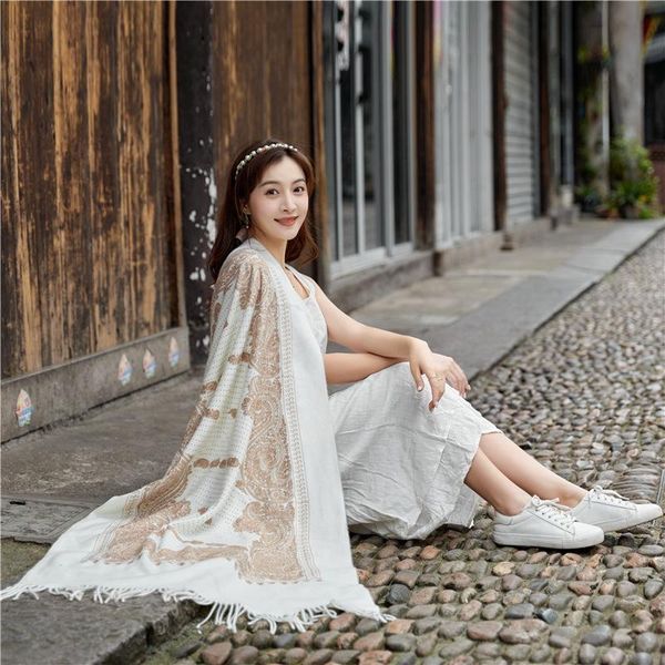 

scarves warm mujer bufanda artificial cashmere chal women scarf shawls tassels echarpes muffler embroidery flower poncho pashmina, Blue;gray