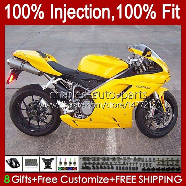 Corpi iniezione per DUCATI 1198R 848 1098 1198 S R 2007 2008 2009 2010 2011 2012 18No.50 Carrozzeria 848S 1098S 1198S 848R 1098R 07 08 09 10 11 12 Kit carenatura gialla originale