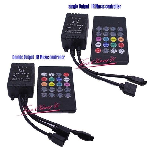 

20key dc12v double outputs rgb ir remote music controller for led strip strips