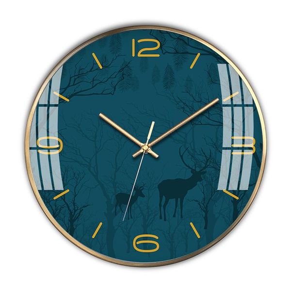 

wall clocks simple luxury clock modern silent bedroom glass round metal quartz zegar scienny fashion house decoration mm60wc