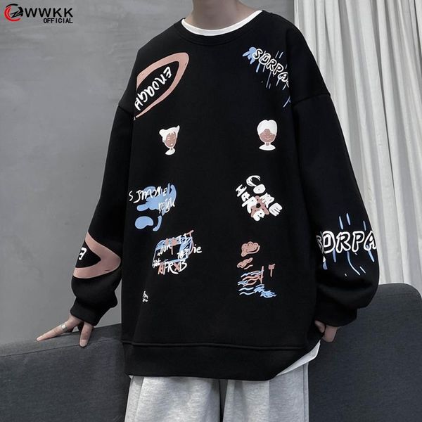 

men's hoodies men 2021 oversized anime graffiti harajuku japanese streetwear hip hop colorful sweatshirt hoodie & sweatshirts, Black