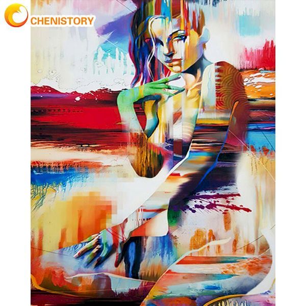 

paintings chenistory 40x50cm oil painting by numbers adults diy gift abstract women figure picture number wall art home decoration
