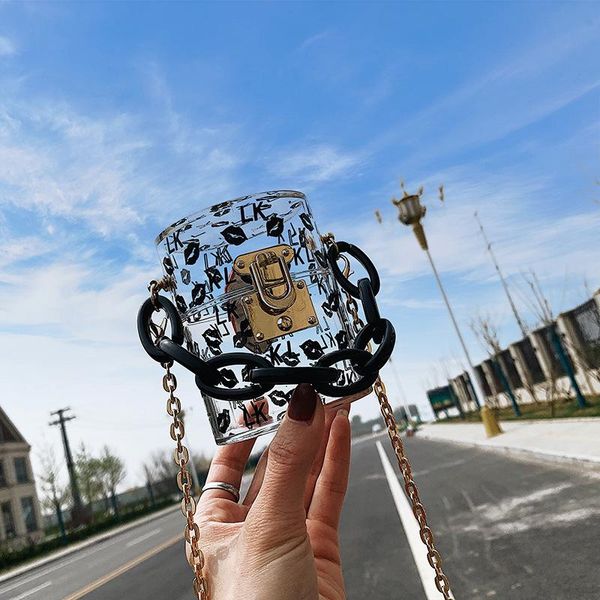 

evening bags printed chain acrylic bag women summer 2021 fashion retro messenger vacation shoulder handbag ladies
